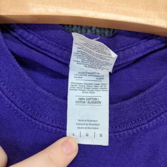 Gildan Score Big Soccer Experience T-Shirt Mens Large Short Sleeve Purple Cotton - Picture 12 of 15